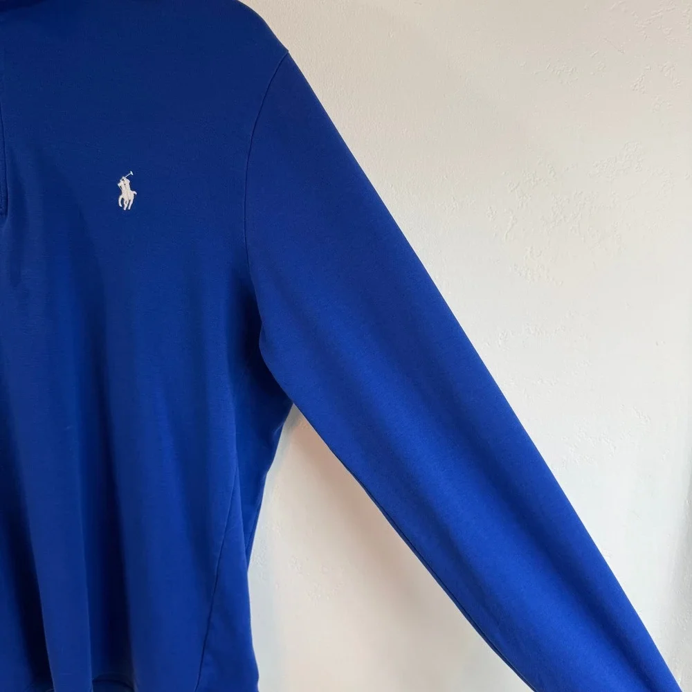 Polo Ralph Lauren Quarter Zip Pullover Blue Pima Cotton Preppy Old Money Golf L